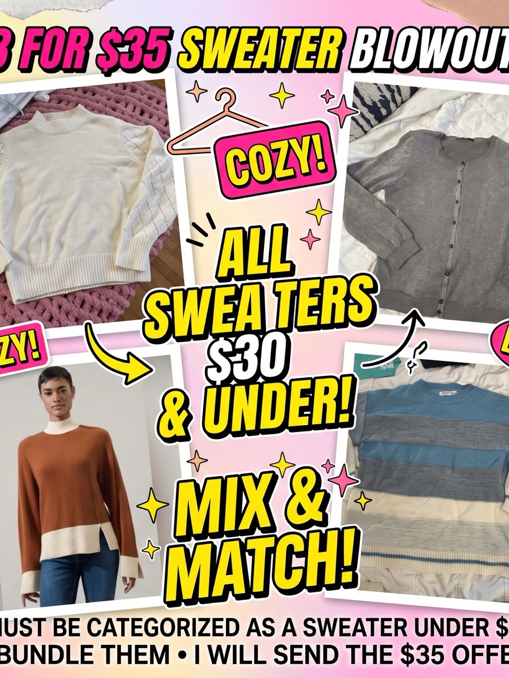 🔥 3 FOR $35 SWEATER BLOWOUT! Mix & Match 🧶